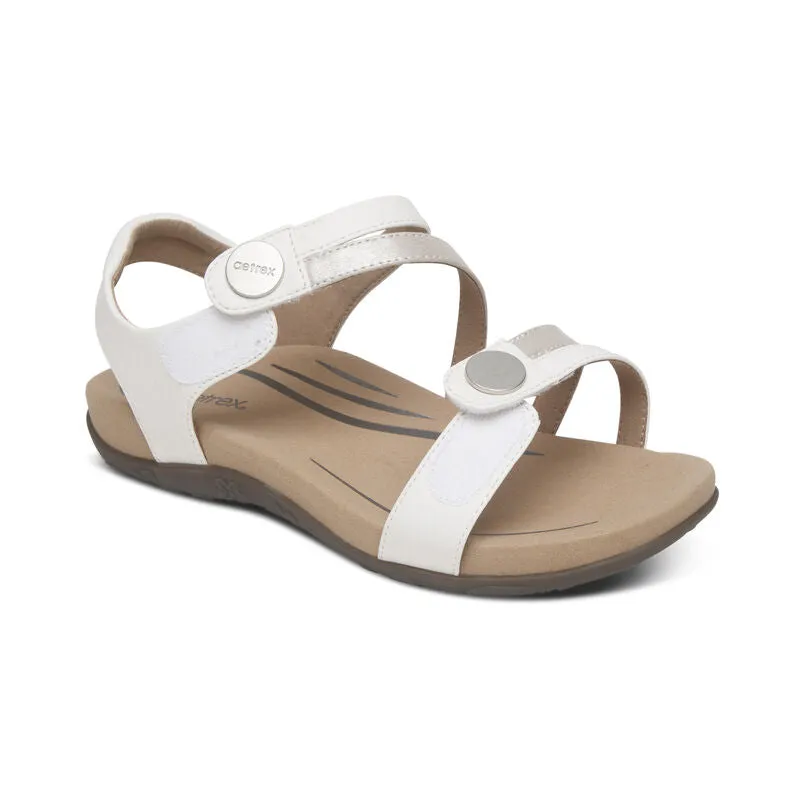 Women's Aetrex Jess Adjustable Quarter Strap Sandal Color: White