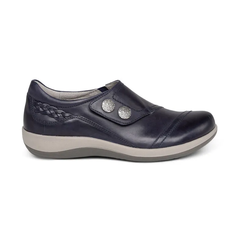 Women's Aetrex Karina Monk Strap Color: Navy (WIDE WIDTH)