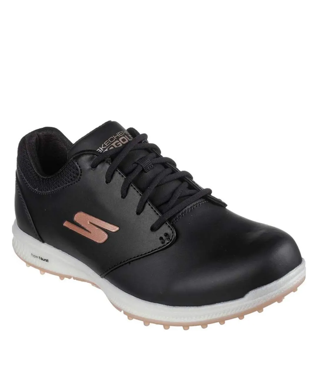 Womens/ladies go golf elite 4 hyper leather golf shoes black/rose gold Skechers