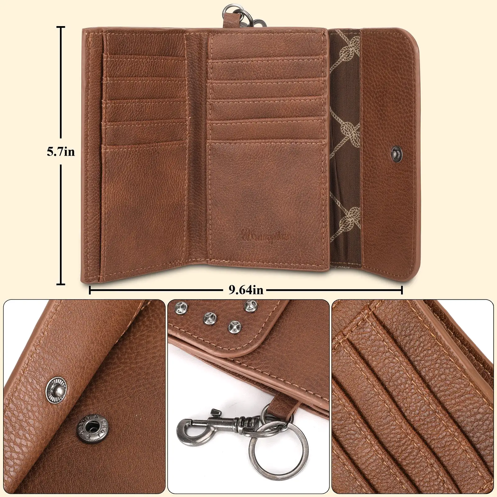 WRANGLER TRI FOLD WALLET IN BROWN