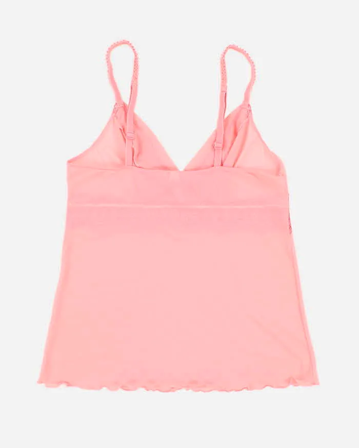 Y2K 00s La Vie En Rose Pink Mesh Cami - S