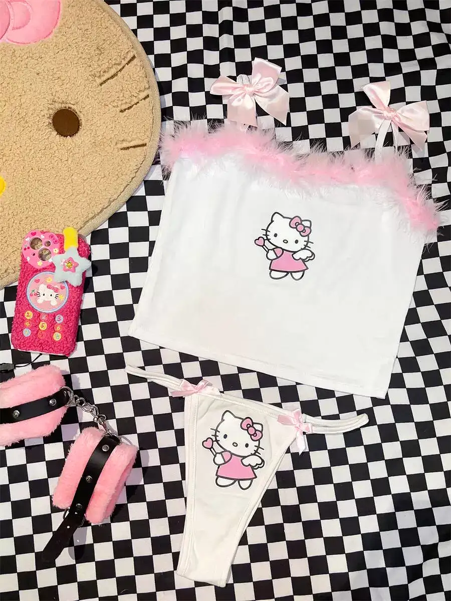 y2k white hello kitty vest by11302